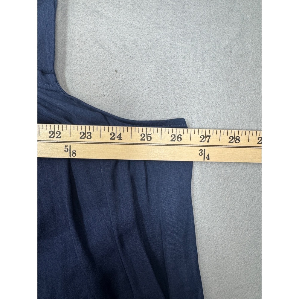 Lane Bryant Size 16 Blue Sleeveless Flowy Pleated Boho Tunic Top Plus V Neck - Picture 5 of 8